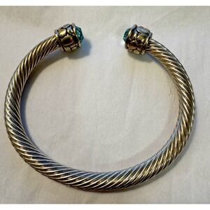 Silver Tone Twisted Cable Cuff Bangle Bracelet Coastal Cowgirl Helix Minimalist